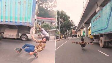 Stunt Viral Video: चालत्या ट्रकच्या मागे जीव डोक्यात घालून स्केटिंग करत होते दोन तरुण, व्हिडीओ व्हायरल