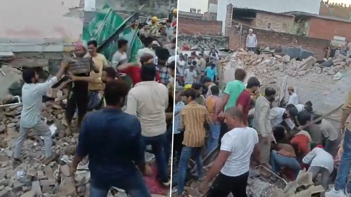 Two-Storey Building Collapses In Meerut: मेरठमध्ये 2 मजली घर कोसळले; अनेक लोक गाडल्याची भीती, पहा व्हिडिओ