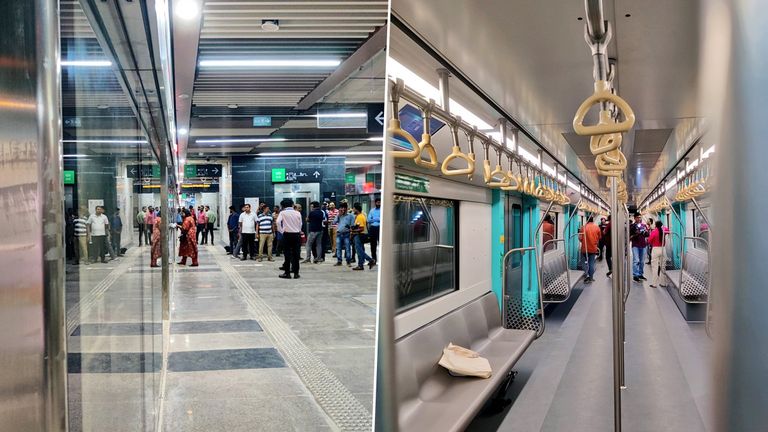 Mumbai Metro Line 3 First Look: मुंबईतील पहिली अंडरग्राऊंड मेट्रो अ‍ॅक्वा लाईन 3 ची इथे पहा पहिली झलक; 4 ऑक्टोबर पासून प्रवाशांसाठी होणार सुरू (See Pics and Videos)