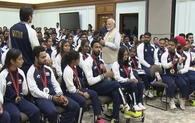 PM Narendra Modi Meets Para Athletets: पॅरिस पॅरालिम्पिकच्या खेळाडूंची पंतप्रधान नरेंद्र मोदी यांनी घेतली भेट, पदक विजेत्यांना दिल्या शुभेच्छा (Watch Video)