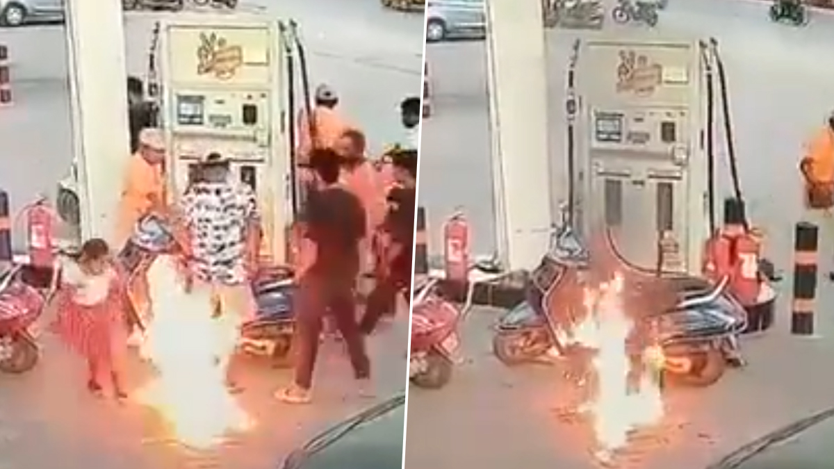 Drunk Man Sets Fire at Petrol Pump: मद्यधुंद तरुणाने लावली पैज; डेअर चॅलेंजनंतर लावली पेट्रोल पंपाला आग; धक्कादायक व्हिडिओ व्हायरल (Watch Video)