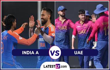 IND A Beat UAE, T20 Emerging Teams Asia Cup 2024 Scorecard: UAE चा 7 विकेट्सनी पराभव करून भारत A उपांत्य फेरीसाठी पात्र, अभिषेक शर्माची शानदार खेळी, पाहा सामन्याचे स्कोअरकार्ड