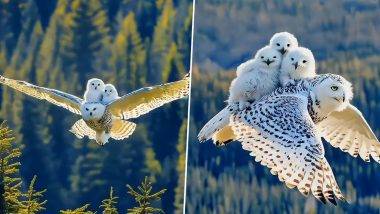 Snowy Owl Viral Video: आई घुबडने लहान पिल्लांना पाठीवर घेऊन आकाशात घेतली उंच भरारी, मोहक व्हिडीओ पाहून पडालं प्रेमात