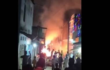 Nalanda Fire: बिहार मध्ये अवैध पणे सुरू असलेल्या फटाक्याच्या दुकानाला आग (Watch Video)