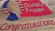 Donald Trump यांच्या विजयानंतर Sand Artist Sudarsan Pattnaik यांनी वाळूशिल्पाच्या माध्यमातून अमेरिकेच्या राष्ट्राध्यक्षांचे केले अभिनंदन (Watch Video)