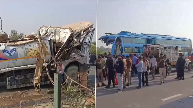 Kannauj Accident: लखनौ-आग्रा एक्सप्रेसवेवर डबल डेकर बसची टँकरला धडक; 8 ठार, 19 जखमी (Watch Video)