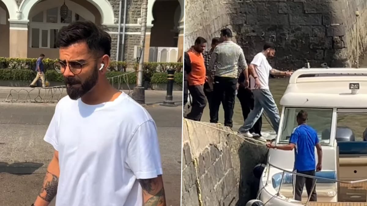 Virat Kohli Spotted At Gateway of India: अलिबागला जाण्यासाठी विराट कोहली पुन्हा एकदा गेटवे ऑफ इंडियावर बोटीतून प्रवास करताना दिसला, पहा व्हिडिओ