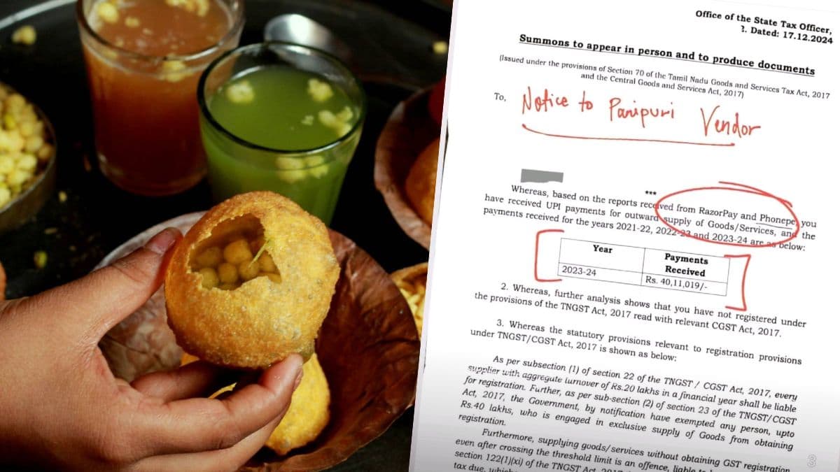 Panipuri Vendor GST Notice: एक वर्षात 40 लाख रुपयांचा धंदा; ऑनलाईन पेमेंट जीएसटी स्कॅनरच्या नजरेत; पाणीपुरी विक्रेत्यास वस्तु सेवा कर  नोटीस