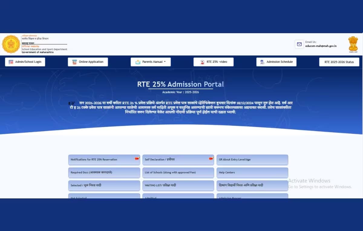 Maharashtra RTE Admissions 2025: महाराष्ट्र आरटीई प्रवेश प्रक्रिया सुरु; 25% राखीव जागांसाठी student.maharashtra.gov.in वर पाहा तपशील