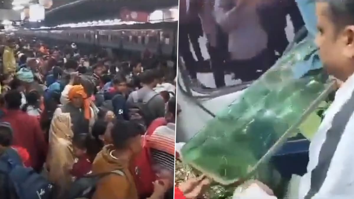 Bihar Train Stone Pelting: महाकुंभ ला जाणाऱ्या स्वतंत्र सेनानी सुपर एक्सप्रेस ट्रेनवर प्रवाशांची दगडफेक; ट्रेनमध्ये जागा नसल्यामुळे खिडक्यांच्या काचा फोडल्या (Watch Video)