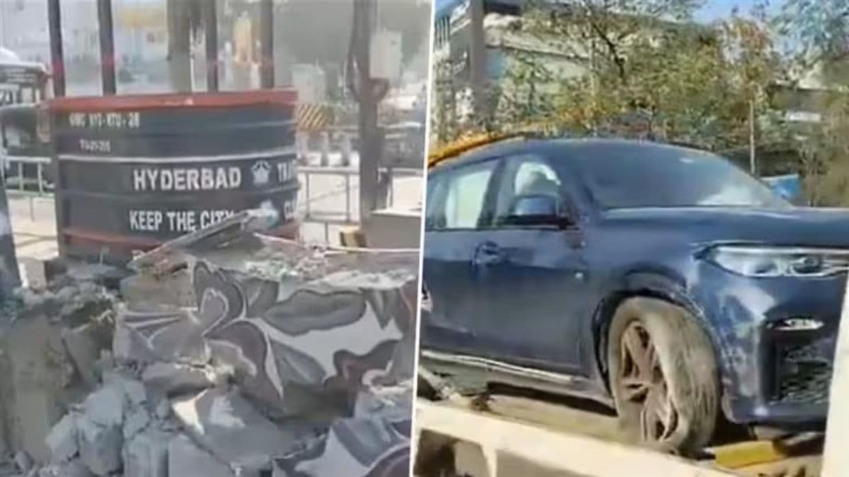 Hyderabad Road Accident: ज्युबली हिल्स येथे ट्रॅफिक पोलिस चौकीला भरधाव बीएमडब्ल्यूची धडक, चालक घटनास्थळावरून पसार (Watch Video)