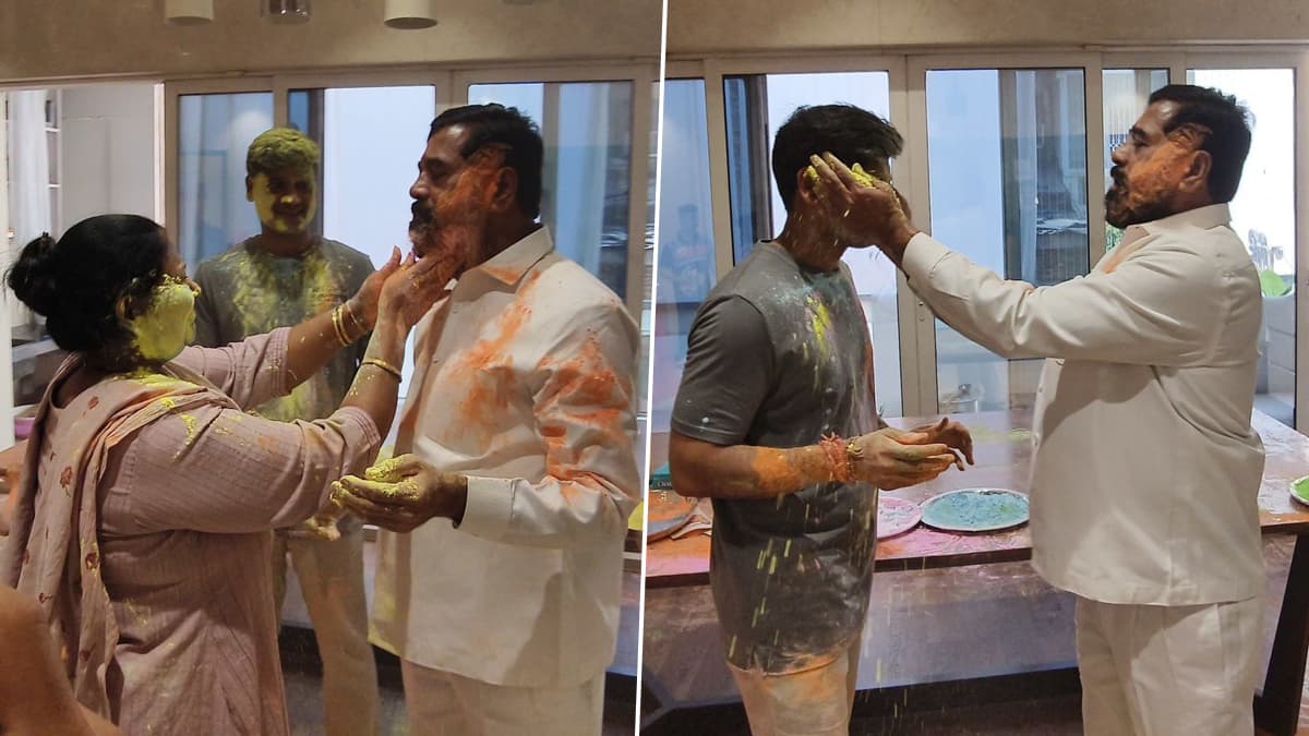 Eknath Shinde Celebrates Holi With Family: एकनाथ शिंदे यांनी ठाण्यात कुटुंबासोबत नैसर्गिक रंगांची उधळण करत साजरा केला धुलिवंदनाचा सण, See Photos