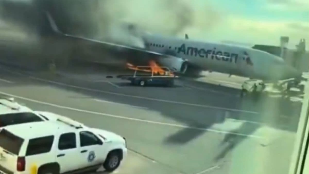 Plane Catches Fire At US Airport: अमेरिकन एअरलाइन्सच्या विमानाला डेन्व्हर विमानतळावर आग, प्रवासी सुरक्षित; Video व्हायरल