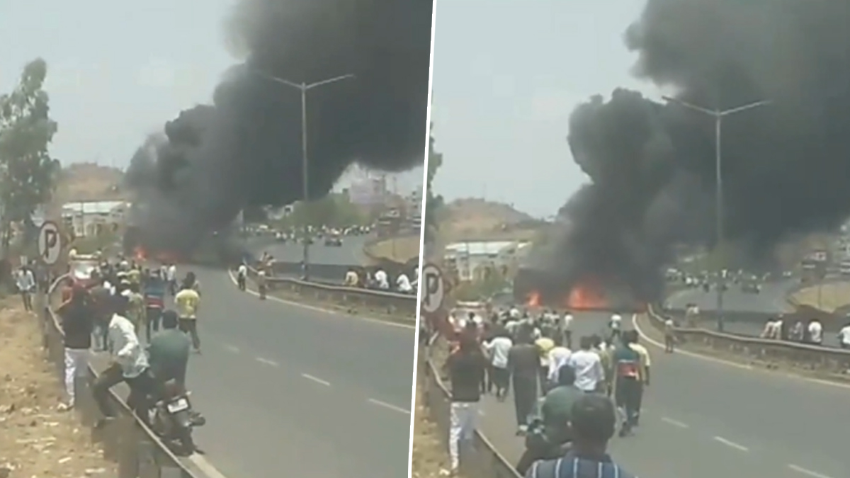 Bus Catches Fire on Pune-Satara Highway: पुणे-सातारा महामार्गावर व्होल्वो बसला आग; स्वतःचा जीव वाचवण्यासाठी प्रवाशांनी गाडीतून मारल्या उड्या (Video)