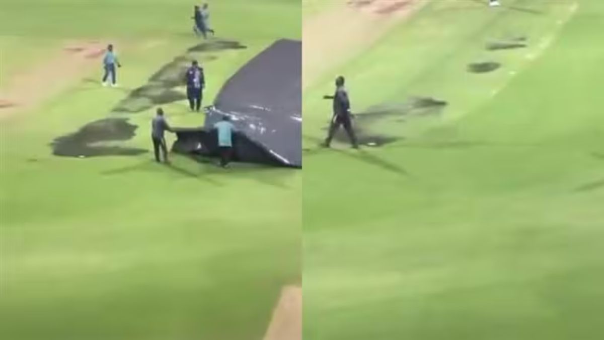 M Chinnaswamy Stadium SubAir Drainage System: आरसीबी विरुद्ध पीबीकेएस सामन्याआधी मैदानावर घडला चमत्कार! चिन्नास्वामी स्टेडियमच्या सब-एअर ड्रेनेज सिस्टीमची कमाल, क्षणात पाणी गायब (Video)