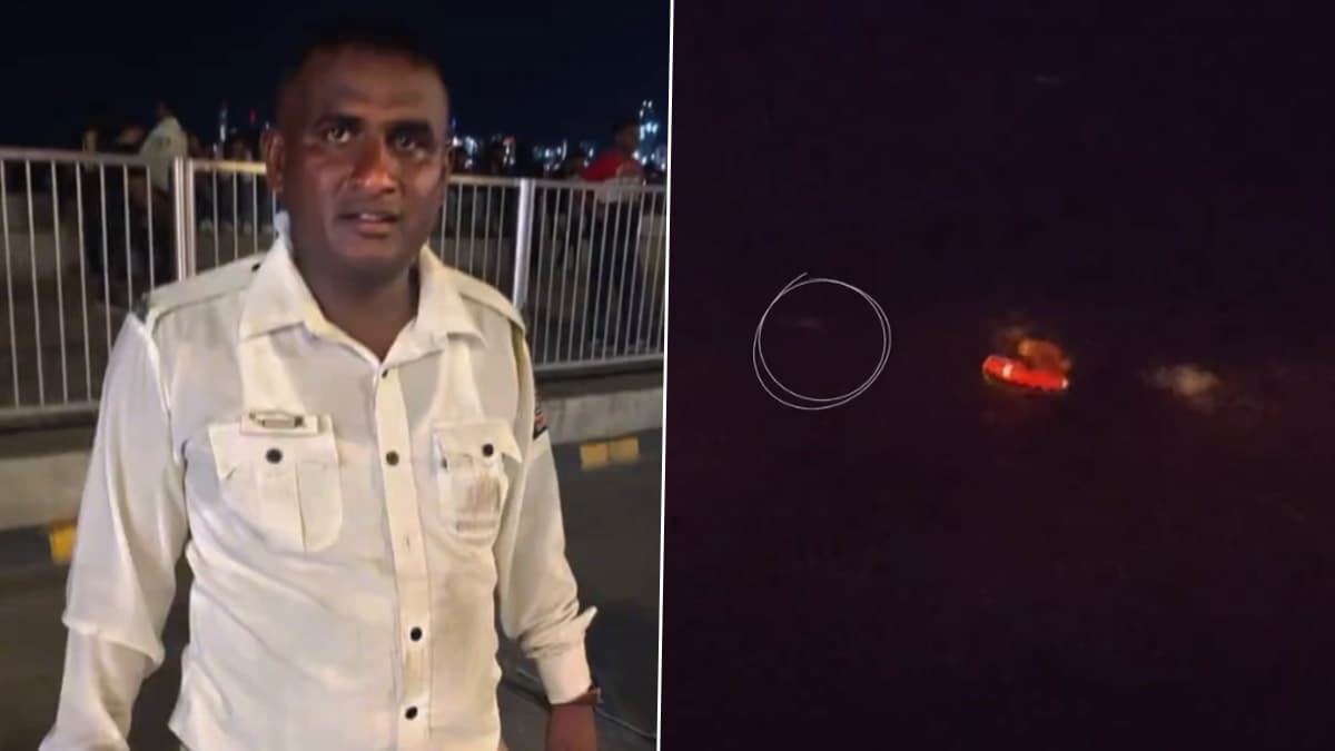 Mumbai Traffic Police Constable Jumps Into Sea To Save Woman: मुंबई वाहतूक पोलिस कॉन्स्टेबलने महिलेला वाचवण्यासाठी मारली समुद्रात उडी, पहा व्हिडिओ