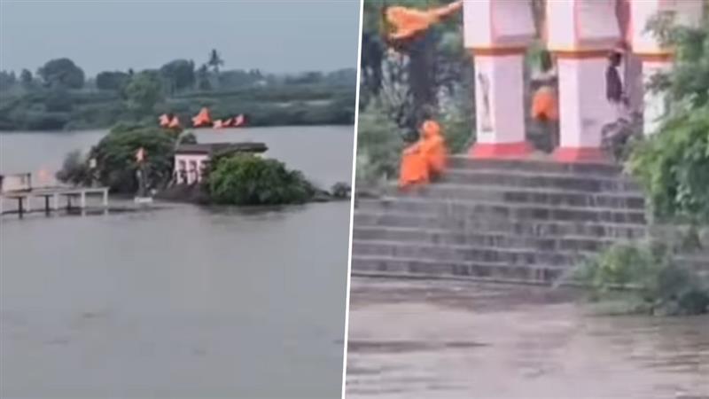 Viral Video: सोलापूरमधील भीमा नदीच्या पाण्याच्या पातळीत वाढ; मंदिरात अडकलेल्या 3 पुजाऱ्यांना वाचवण्यात यश