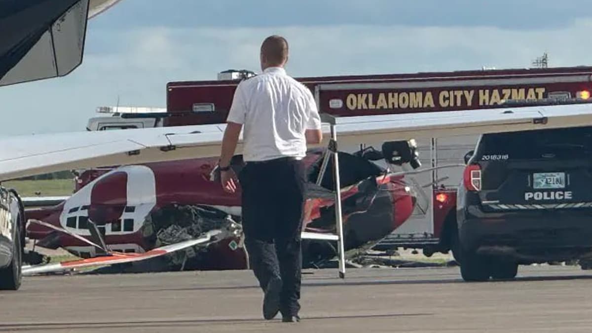 Oklahoma Helicopter Crash: अमेरिकेतील ओक्लाहोमा राज्यातील विली पोस्ट विमानतळावर Bob Mills SkyNews 9 helicopter कोसळले