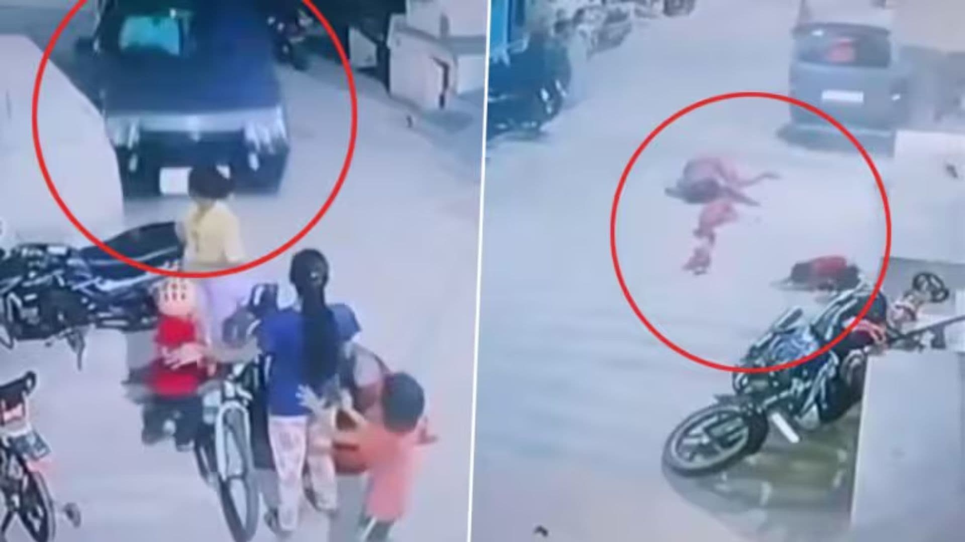 Kota Accident: भरधाव कारची महिलेसह 4 मुलांना धडक, १० फूट खेचले (Video)