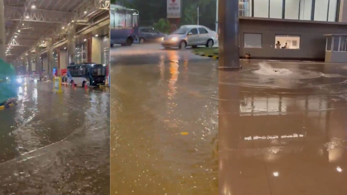 Waterlogging at Pune Airport: अवघ्या एक तासाच्या मुसळधार पावसामुळे पुणे विमानतळावर साचले पाणी;  प्रवाशांची तारांबळ, वाहतूक विस्कळीत, ड्रेनेज व्यवस्थेवर प्रश्न (Videos)