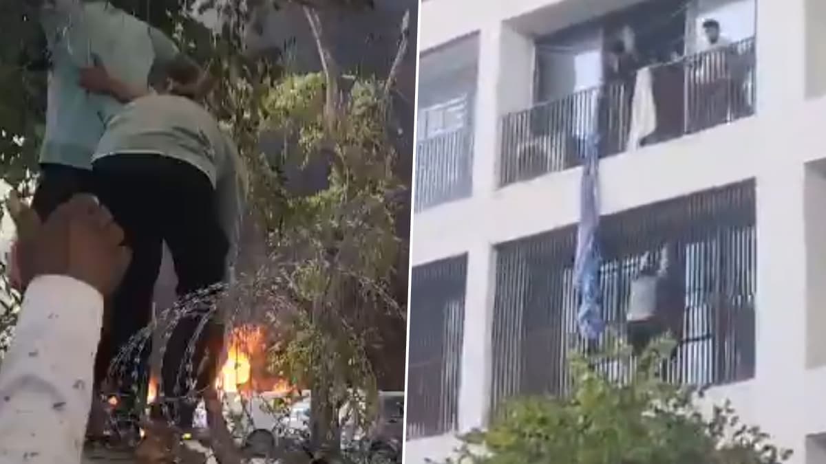 Ahmedabad Plane Crash New Video: अहमदाबाद विमान अपघाताचा नवीन व्हिडिओ व्हायरल; आगीतून जीव वाचवण्यासाठी विद्यार्थ्यांनी इमारतीवरून मारल्या उड्या