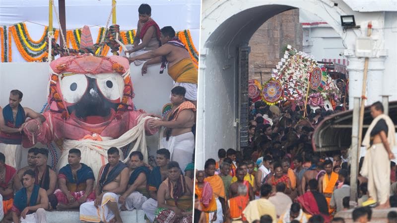 Snana Yatra 2025: पुरी जगन्नाथ रथयात्रेपूर्वी विधींना सुरूवात; देवास्नान पौर्णिमेनेला भगवान जगन्नाथ, भगवान बलभद्र आणि देवी सुभद्रा यांचे औपचारिक स्नान (Video)
