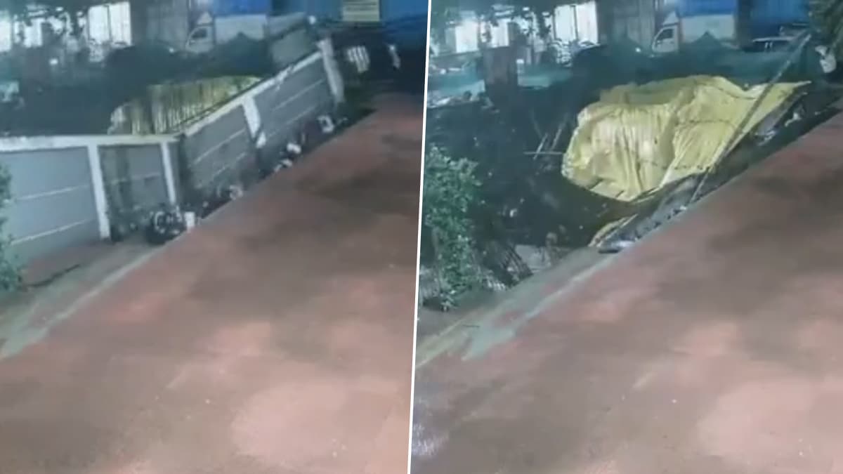 Wall Collapse In Airoli: ऐरोलीमध्ये निवासी इमारतीची सीमा भिंत कोसळली, कोणतीही जीवितहानी नाही; पहा व्हिडिओ