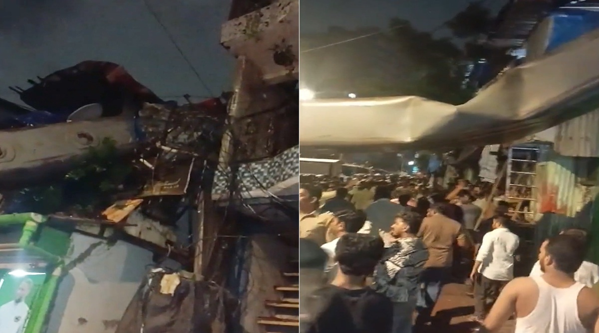 कुर्ला-ट्रॉम्बे दरम्यान एमएमआरडीएची क्रेन रेल्वेच्या ओव्हरहेड वायरवर कोसळली; रेल्वे वाहतूक सुरळीत