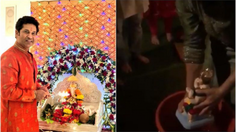 व्हिडिओ : सचिन तेंडूलकरने असे केले बाप्पाचे विसर्जन