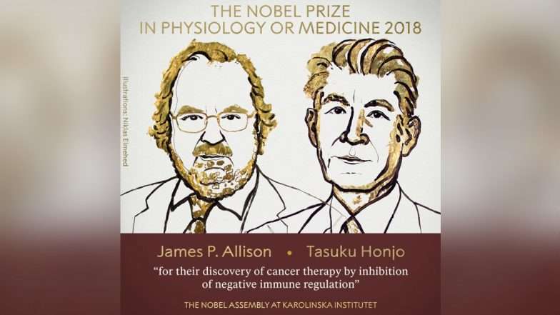 Nobel Prize 2018 : जेम्स पी अॅलिसन आणि तासुकू होंजो यांना कॅन्सरच्या संशोधनाबद्दल वैद्यकीय क्षेत्रातील नोबेल पुरस्कार जाहीर Nobel Prize 2018 : जेम्स पी अॅलिसन आणि तासुकू होंजो यांना कॅन्सरच्या संशोधनाबद्दल वैद्यकीय क्षेत्रातील नोबेल पुरस्कार जाहीर
