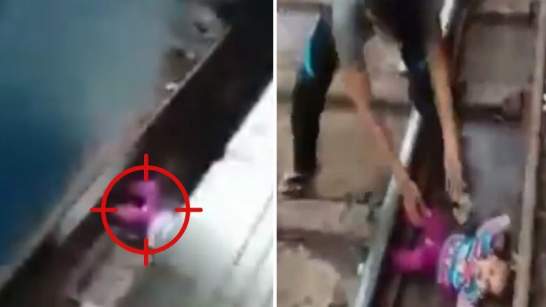 रेल्वेखाली गेलेली एक वर्षाची चिमुरडी सुदैवाने वाचली, व्हिडिओ व्हायरल