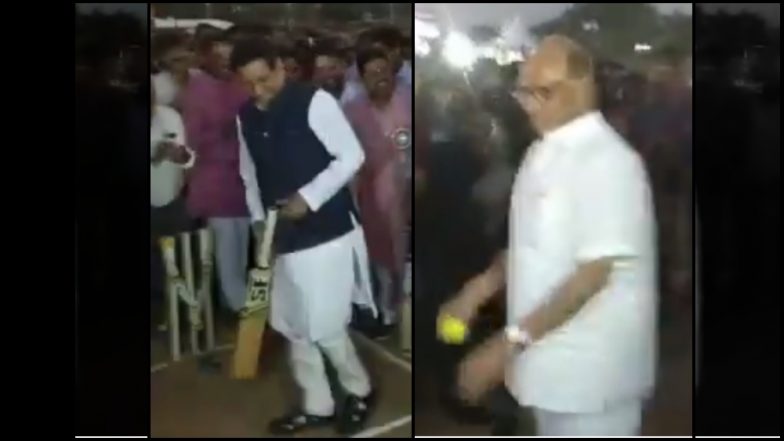 Video: शरद पवारांच्या बॉलिंगवर पृथ्वीराज चव्हाण यांची दमछाक; फटकावला नाही एकही चेंडू