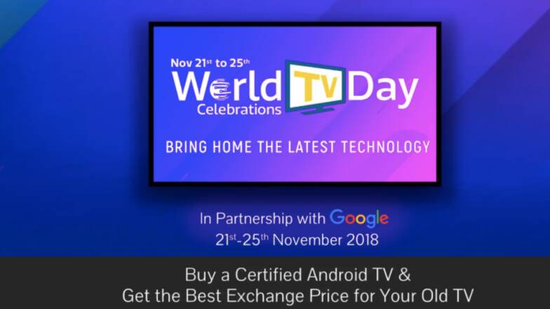 Flipkart चं धमाकेदार World Television Day Celebration, टीव्ही एक्सचेंजवर 28,000 रुपयांची सूट Flipkart चं धमाकेदार World Television Day Celebration, टीव्ही एक्सचेंजवर 28,000 रुपयांची सूट