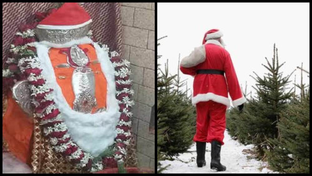 Christmas 2018: गणपतीला सांताक्लॉजचे कपडे घातल्यने तणाव Christmas 2018: गणपतीला सांताक्लॉजचे कपडे घातल्यने तणाव
