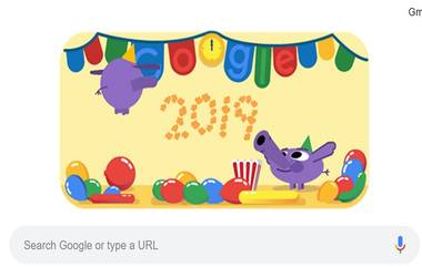 Happy New Year 2019 Google Doodle : 2019 च्या पहिल्या दिवशी गुगलने डुडल साकारत केलं नववर्षाचं स्वागत!