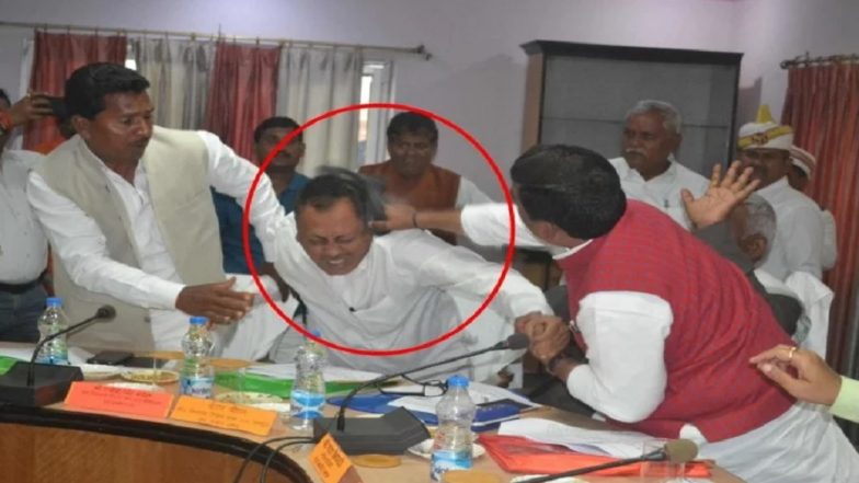 व्हिडिओ: भर बैठकीत दे दणादण, भाजप खासदाराने पक्षाच्या आमदाराला बुटाने मारले