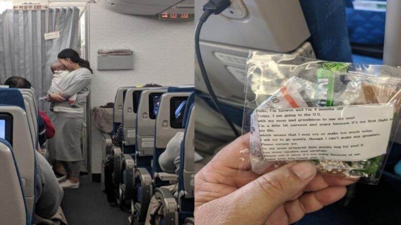 विमान प्रवासात 4 महिन्याच्या बाळाचा रडण्याचा त्रास इतरांना होऊ नये म्हणून आईने लढवली अनोखी शक्कल; खास संदेशासह दिलं 'हे' गिफ्ट (Photos) विमान प्रवासात 4 महिन्याच्या बाळाचा रडण्याचा त्रास इतरांना होऊ नये म्हणून आईने लढवली अनोखी शक्कल; खास संदेशासह दिलं 'हे' गिफ्ट (Photos)