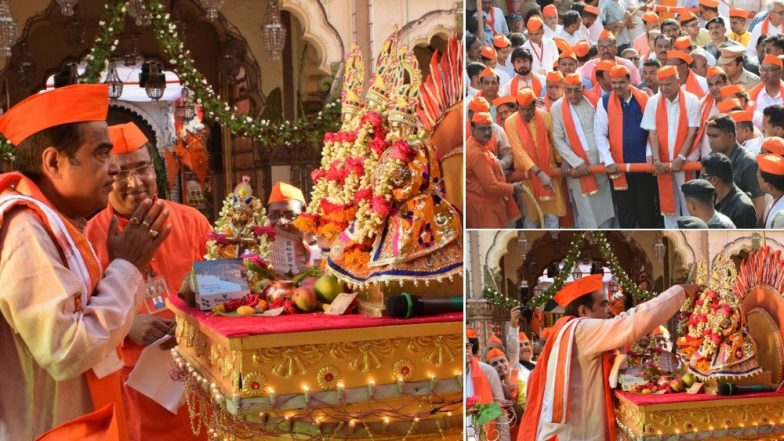 नागपुर: पोद्दारेश्वर राम मंदिरात मुख्यमंत्री देवेंद्र फडणवीस आणि नितीन गडकरी यांची राम नवमी निमित्त उपस्थिती, रथ खेचून शोभायात्रेची शान वाढवली