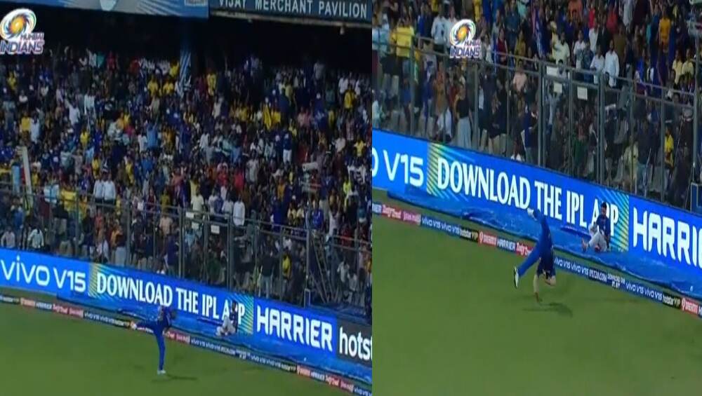 MI vs CSK, IPL 2019: कायरन पोलार्ड याच्या 'या' एकहाती कॅचची सोशल मीडियात चर्चा (Watch Video) MI vs CSK, IPL 2019: कायरन पोलार्ड याच्या 'या' एकहाती कॅचची सोशल मीडियात चर्चा (Watch Video)