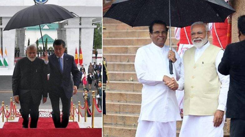 SCO Summit: जेव्हा पंतप्रधान नरेंद्र मोदी यांच्यासाठी दोन देशांचे राष्ट्रपती छत्री धरून उभे राहतात.. (See Photos) SCO Summit: जेव्हा पंतप्रधान नरेंद्र मोदी यांच्यासाठी दोन देशांचे राष्ट्रपती छत्री धरून उभे राहतात.. (See Photos)
