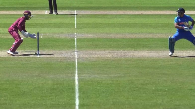IND vs WI, CWC 2019: शाई होप याच्या होता निर्णायक चेंडू, पण गमावली संधी; धोनी चढला वरचढ, काढली चोरटी धाव (Video)