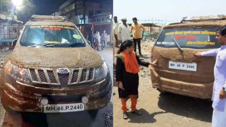 पुणे :उन्हापासून वाचण्यासाठी नवा 'ट्रेंड', डॉक्टरांनी शेणानी सारवली Mahindra XUV500 ही महागडी कार