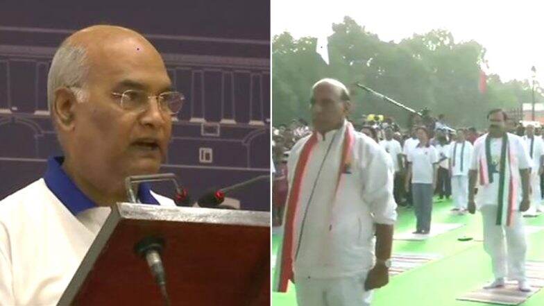 International Yoga Day: राष्ट्रपती रामनाथ कोविंद यांनी राष्ट्रपति भवनात तर संरक्षण मंत्री राजनाथ सिंह यांनी राजपथावर साजरा केला आंतरराष्ट्रीय योगा दिवस International Yoga Day: राष्ट्रपती रामनाथ कोविंद यांनी राष्ट्रपति भवनात तर संरक्षण मंत्री राजनाथ सिंह यांनी राजपथावर साजरा केला आंतरराष्ट्रीय योगा दिवस