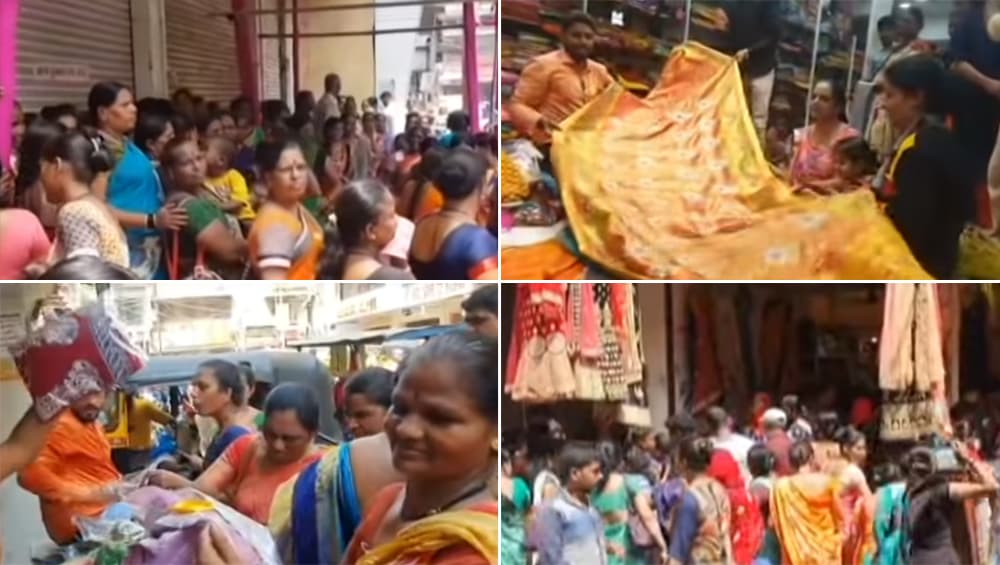 मुंबई: उल्हासनगर मध्ये '10 रूपयांत साडी' ऑफरला ग्राहकांच्या तोबा गर्दीमुळे पोलिसांनी थांबवला सेल! मुंबई: उल्हासनगर मध्ये '10 रूपयांत साडी' ऑफरला ग्राहकांच्या तोबा गर्दीमुळे पोलिसांनी थांबवला सेल!