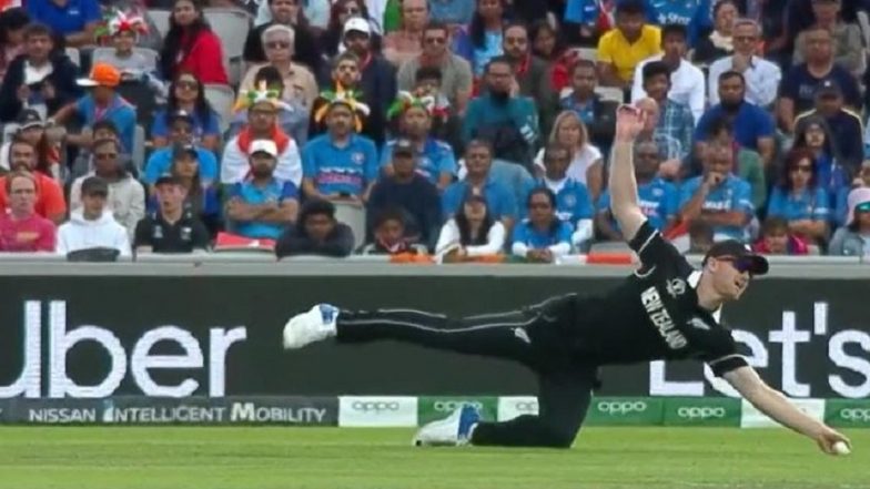 IND vs NZ, World Cup Semi-Final 2019: दिनेश कार्तिक याला माघारी धाडण्यासाठी जिमी निशाम याने घेतला अफलातून झेल, पहा (Video)