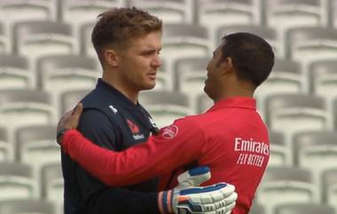 ENG vs NZ, World Cup 2019 Semi-Final मॅचआधी जेसन रॉय आणि अंपायर कुमार धर्मसेना यांची दिलजमाई, पहा वायरल (Photo)