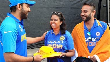 ICC World Cup 2019: रोहित शर्मा ने मारलेला षटकाराचा चेंडू 'तिला' लागला; हिटमॅन ने ऑटोग्राफ कॅप देऊन केली भरपाई, पहा Photo