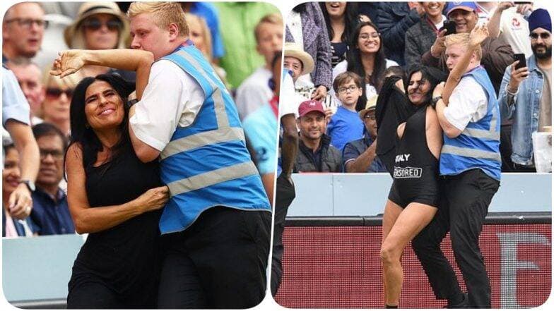 ENG vs NZ, ICC CWC 2019 Final: XXX वेबसाईटचा प्रचार करणारी अभिनेत्री Elena Vulitsky हिची क्रिकेटच्या मैदानात धाव, पोलिसांनी हाकलले (Watch Video) ENG vs NZ, ICC CWC 2019 Final: XXX वेबसाईटचा प्रचार करणारी अभिनेत्री Elena Vulitsky हिची क्रिकेटच्या मैदानात धाव, पोलिसांनी हाकलले (Watch Video)