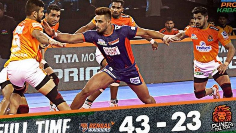 Pro Kabaddi League 2019: Bengal Warriors चा 43 गुणां नी Puneri Paltan वर दणदणीत विजय, मनिंदर सिंग याची सामन्यावेळी दमदार खेळी