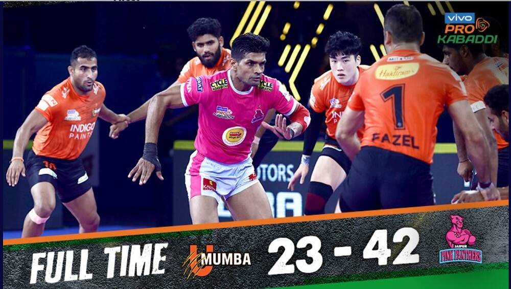 Pro Kabaddi League 2019: Jaipur Pink Panthers ची विजयी सुरुवात; U Mumba संघावर मात Pro Kabaddi League 2019: Jaipur Pink Panthers ची विजयी सुरुवात; U Mumba संघावर मात